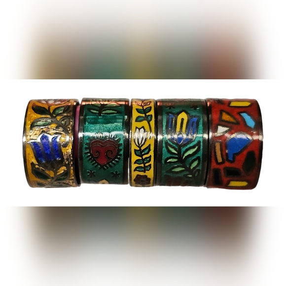 Vintage Sterling silver enamel ring 7.5 - Picture 9 of 10